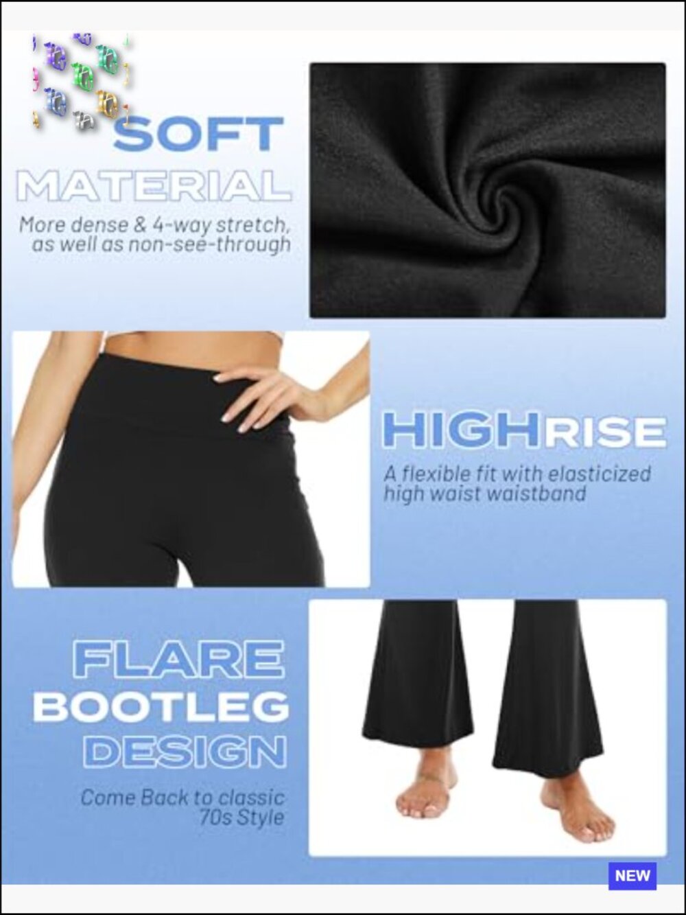 High Waist Bootcut Yoga Pants - Flare Leggings for Women - Tummy Control Soft - Picture 4 of 7